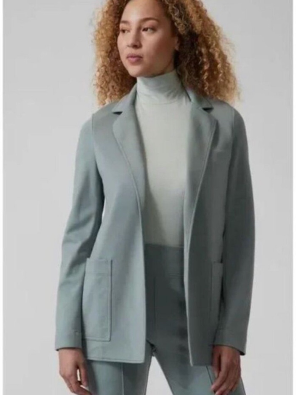 Athleta Eastbound Ponte Knit Jacket Relaxed Fit Stretch Blazer Sage Green 6